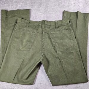 Vintage Unitog Mens 34 Olive Green Work Pants Made in USA Permanent Press Twill